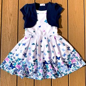 KNIT WORKS FANCY DRESS WITH REMOVABLE JACKET AND CRINOLINES GIRLS SIZE 5